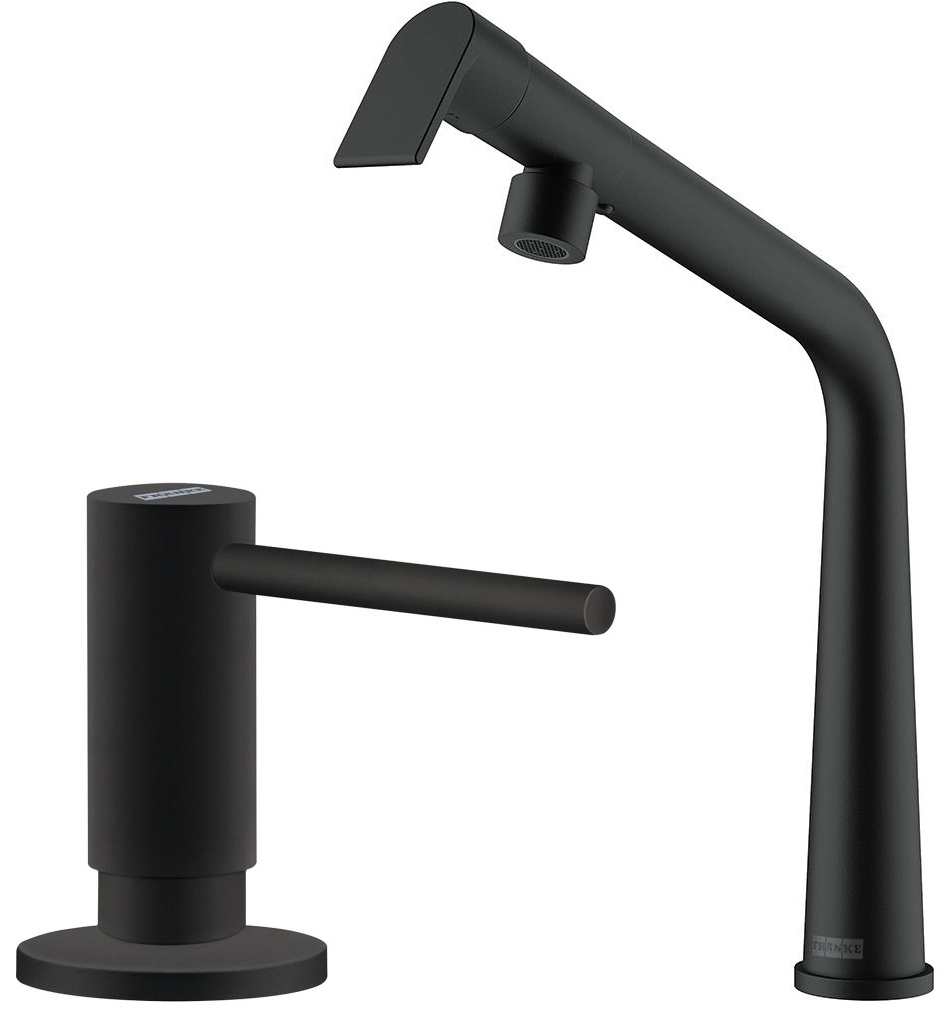 Készlet konyhai csaptelep Franke Icon 115.0625.187, folyadékadagoló Franke Active SM 119.0547.906