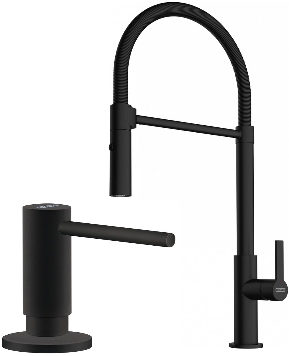 Készlet konyhai csaptelep Franke Maris Slim Semi-Pro 115.0728.396, folyadékadagoló Franke Active SM 119.0547.906