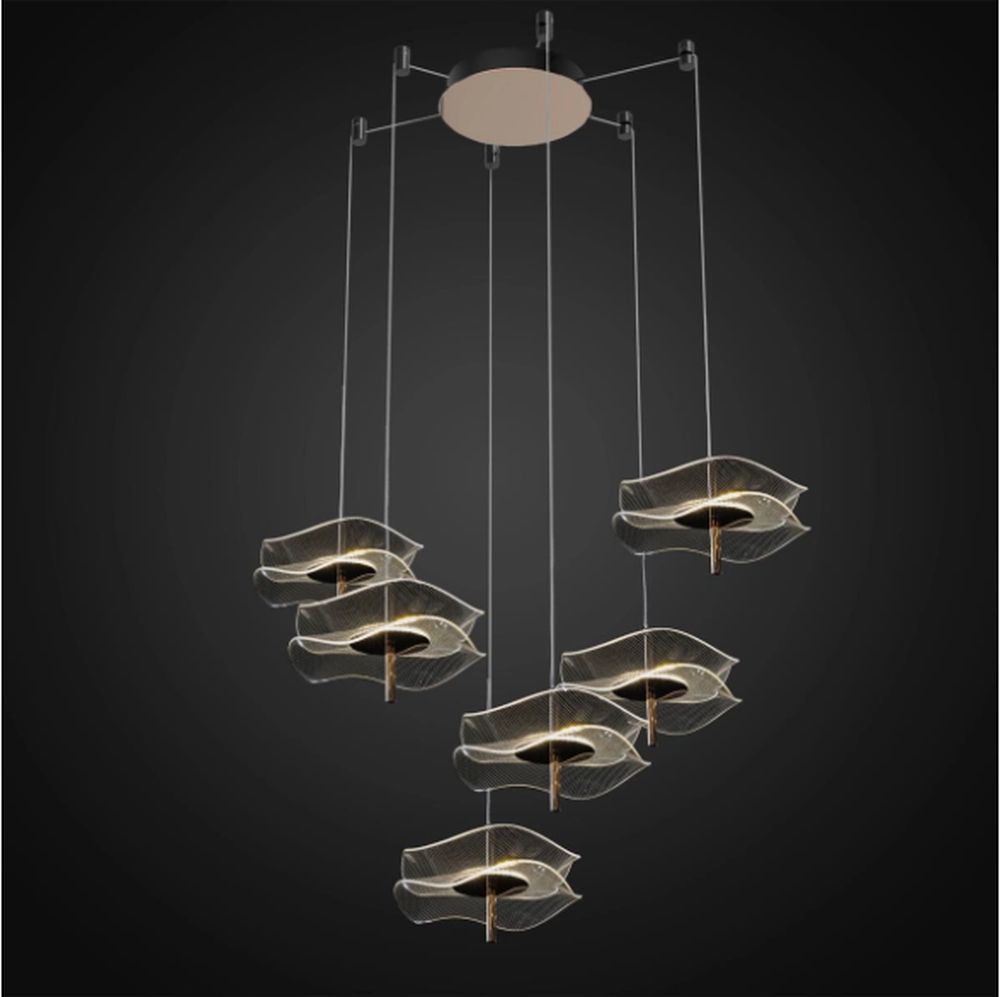 Altavola Design Mariposa függőlámpa 6x36 W átlátszó-rózsaszín-arany LA102/CO6