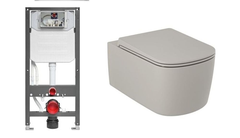 Készlet WC csésze lassú záródású ülőkével Kludi Resa S 27WCSETO2, beépíthető keret Kludi Unifix 79300