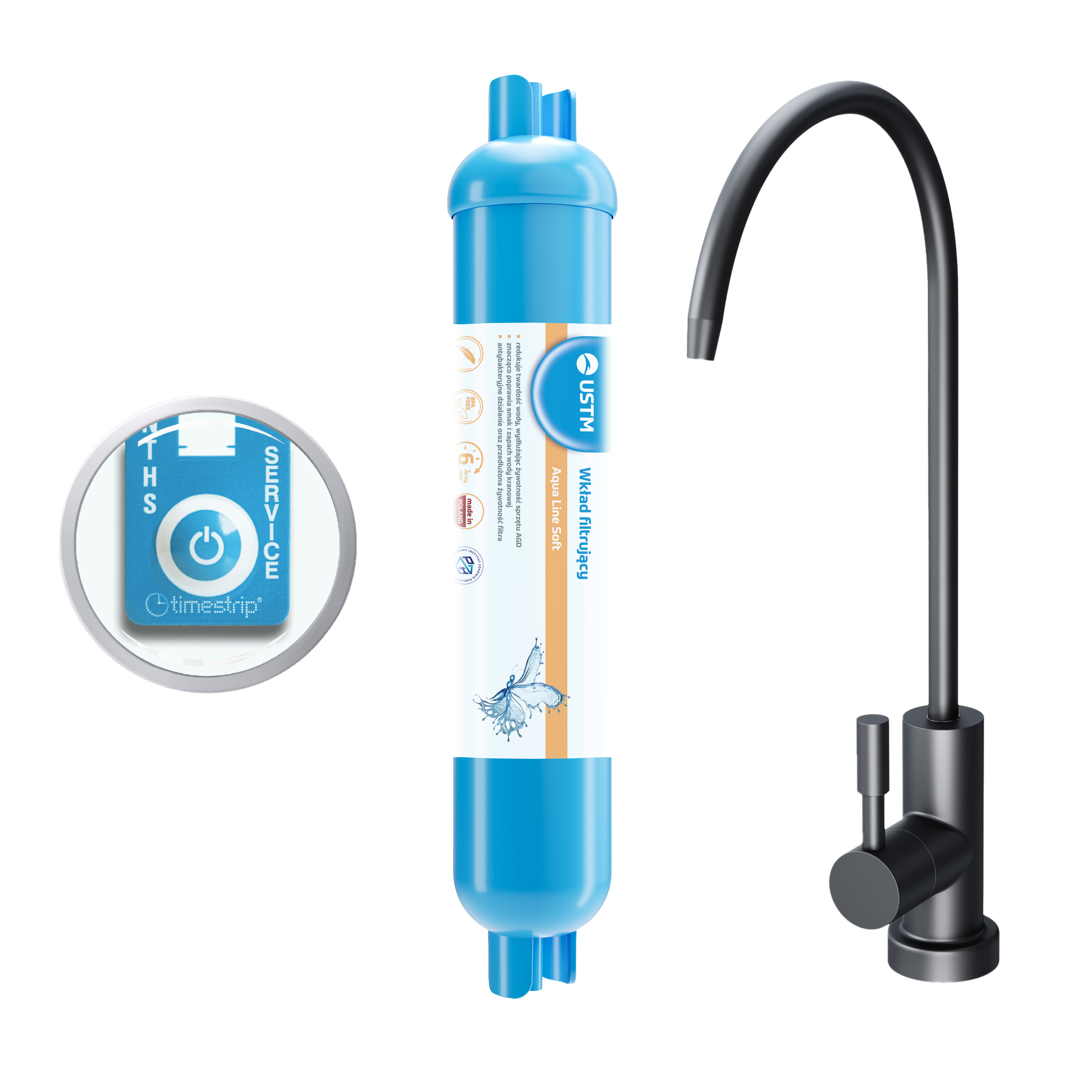 USTM Aqua Line mosogató alatti szűrő AQUALINESOFTBLACKSTYLE