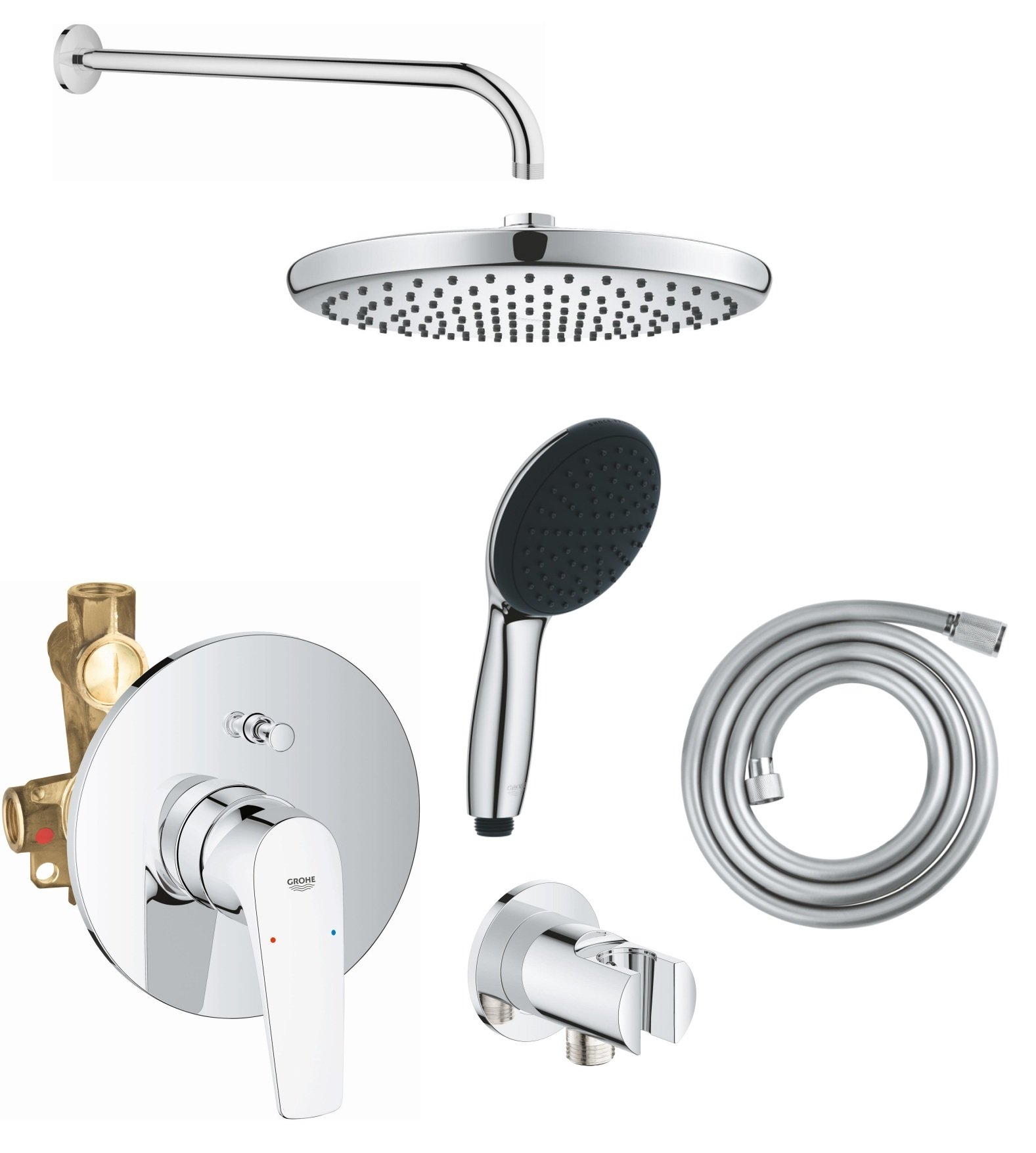 Készlet kád és zuhany csaptelep Grohe Start Flow 29117000, fejzuhany Grohe Vitalio Start Shower System 26815000, 27851000, 26962001, 27940001, 28741002