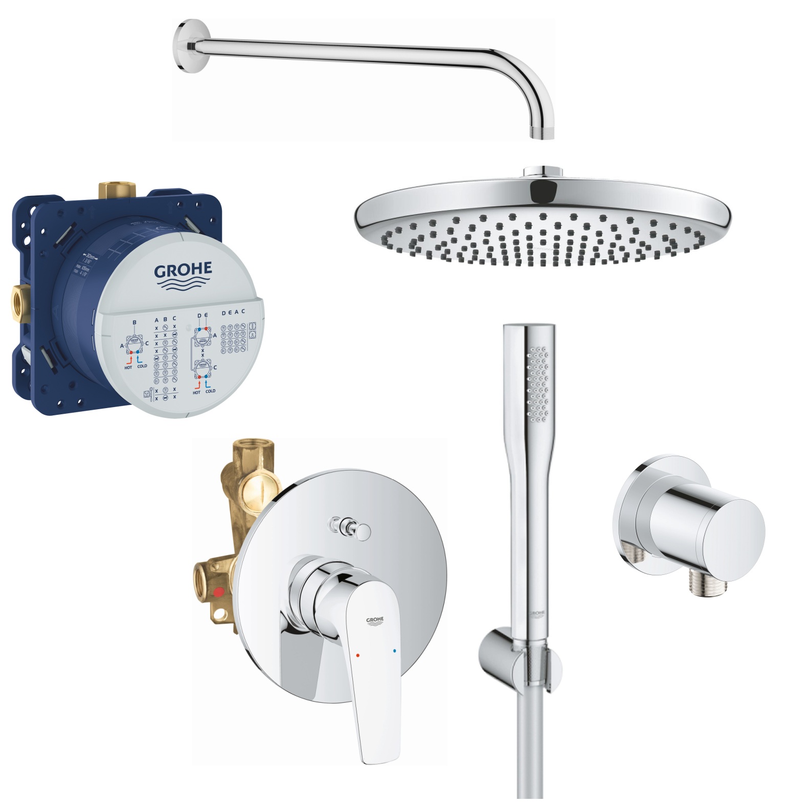 Készlet kád és zuhany csaptelep Grohe Start Flow 29117000, fejzuhany Grohe Vitalio Start Shower System 26815000, 27369000, 35600000, 27851000, 26963001