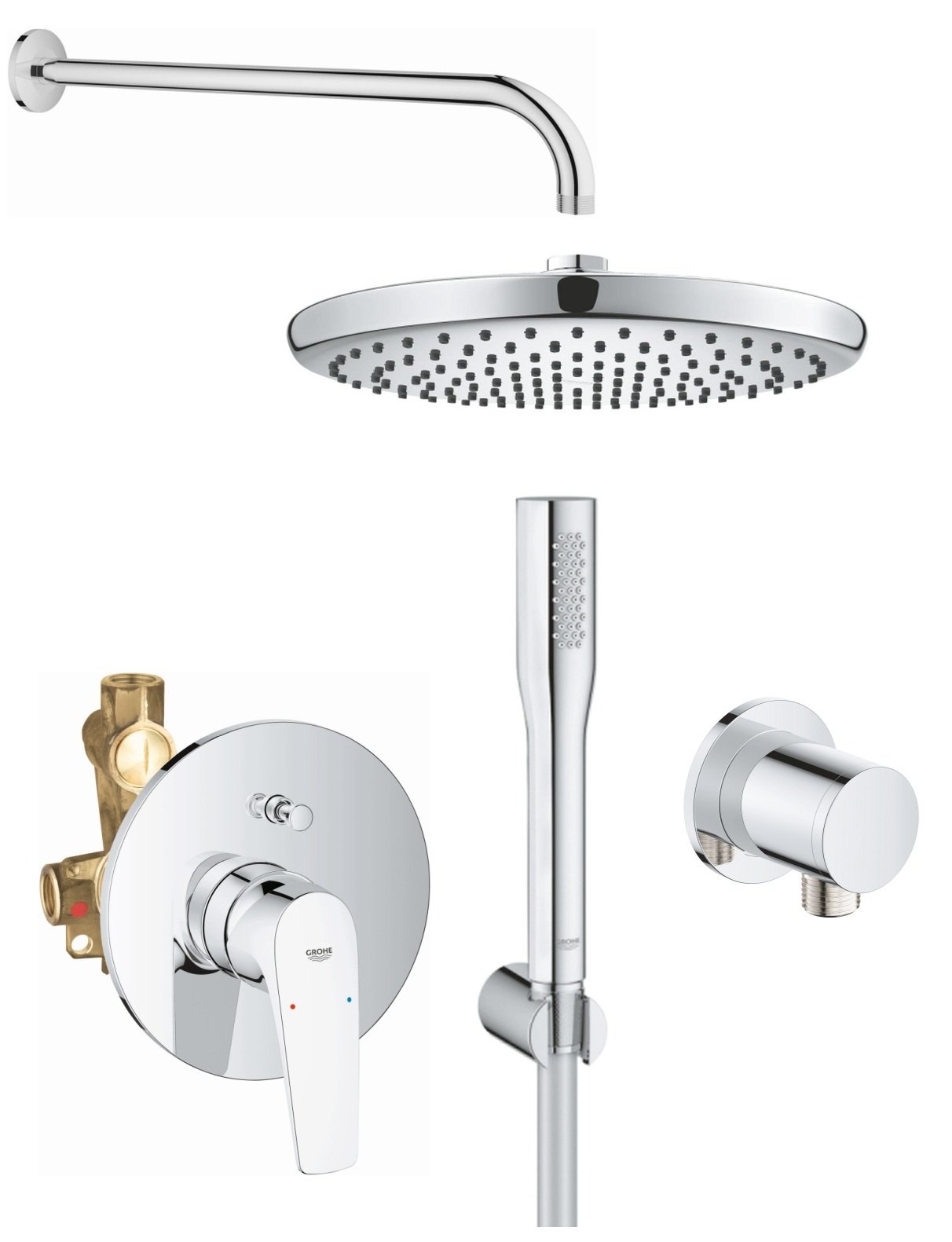 Készlet kád és zuhany csaptelep Grohe Start Flow 29117000, fejzuhany Grohe Vitalio Start Shower System 26815000, 27369000, 27851000, 26963001
