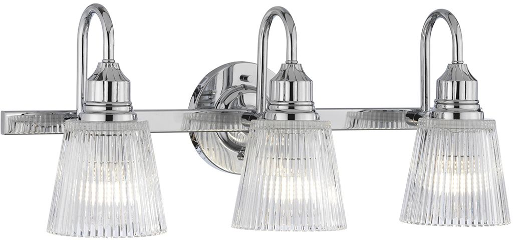 Quintiesse Addison oldalfali lámpa 3x3 W króm-átlátszó QN-ADDISON3-BATH