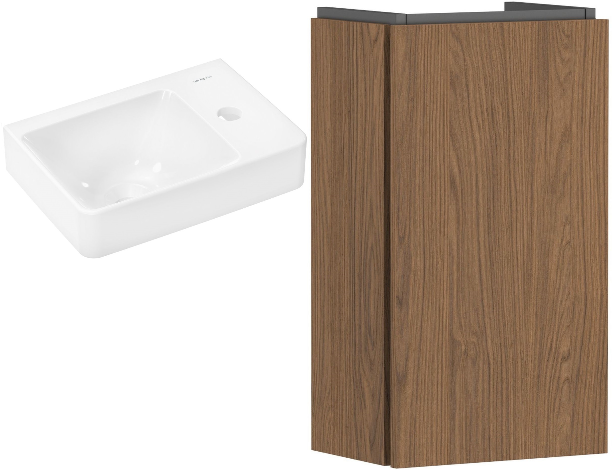 Készlet szekrény Hansgrohe Xilesa E 54244550, mosdótál Hansgrohe Xelu Q 60314450