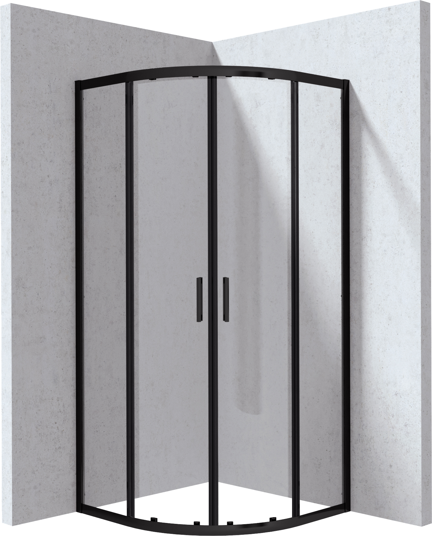 Deante Funkia Evo zuhanykabin 80x80 cm félkör alakú fekete matt/átlátszó üveg KYP_N088P