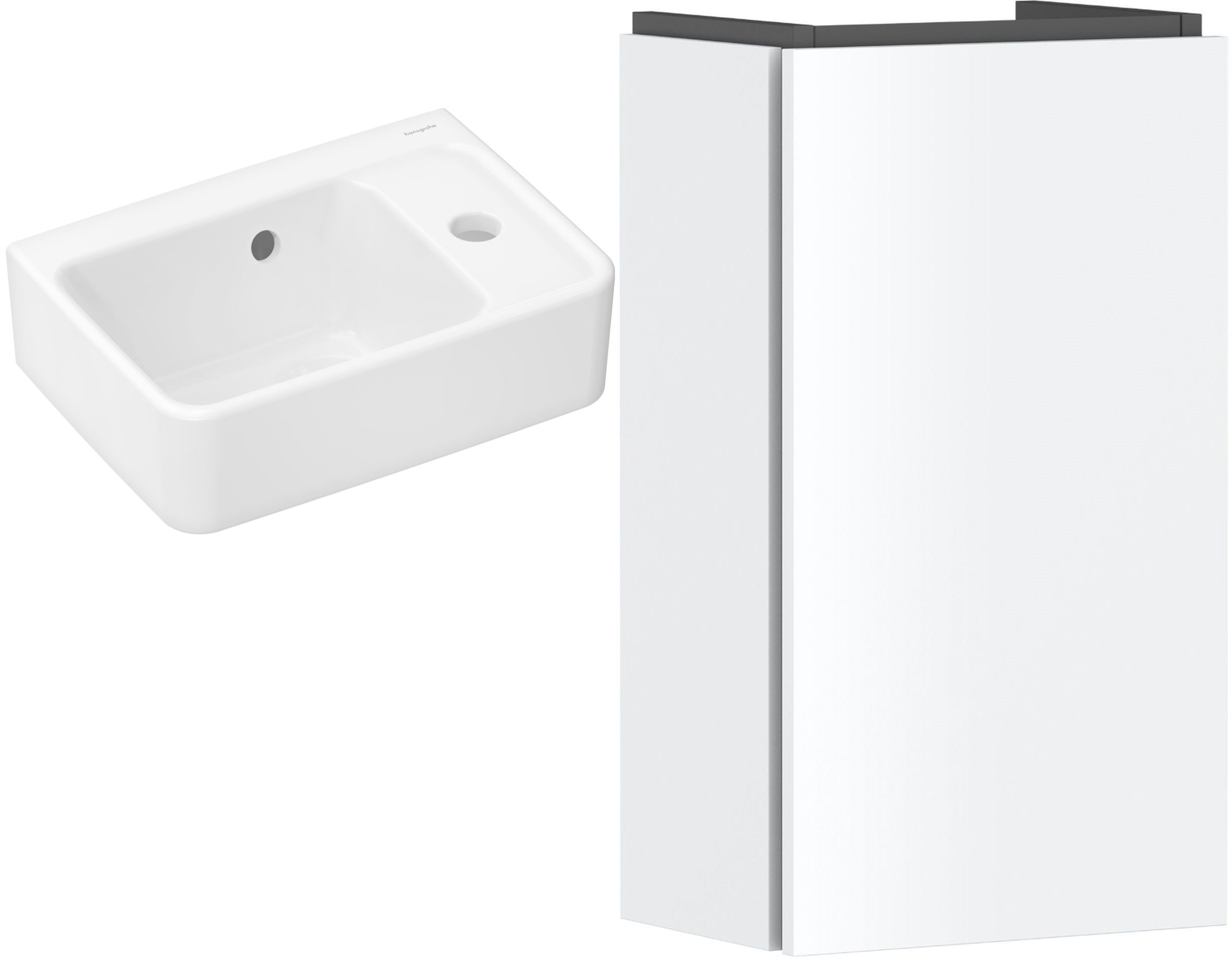 Készlet szekrény Hansgrohe Xilesa E 54244700, mosdótál Hansgrohe Xanuia Q 60129450
