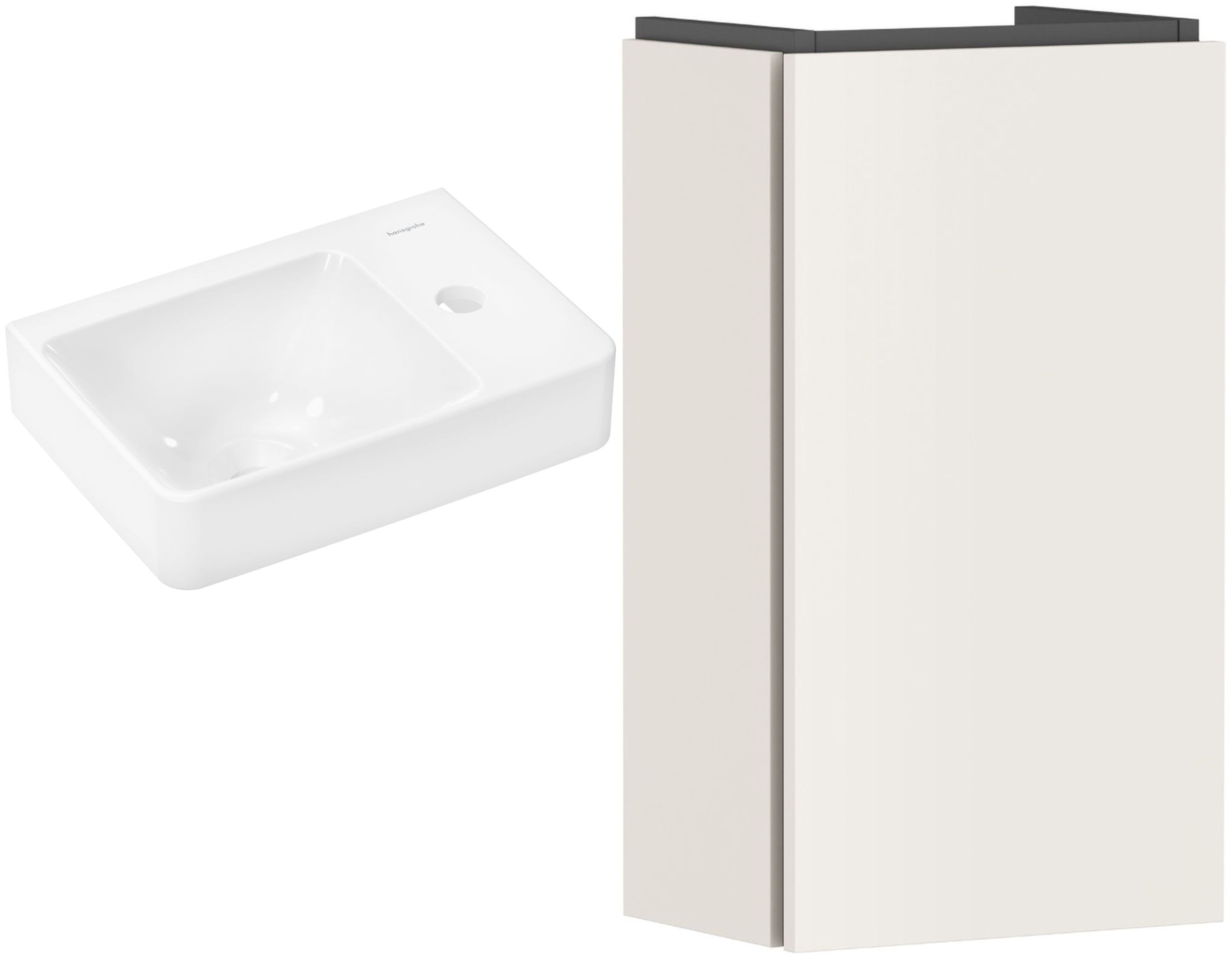 Készlet szekrény Hansgrohe Xilesa E 54244780, mosdótál Hansgrohe Xelu Q 60314450