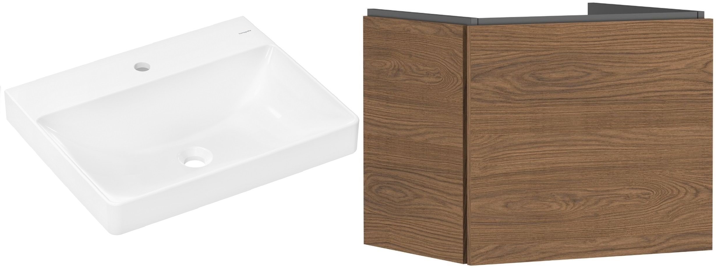 Készlet szekrény Hansgrohe Xilesa E 54253550, mosdótál Hansgrohe Xelu Q 60317450