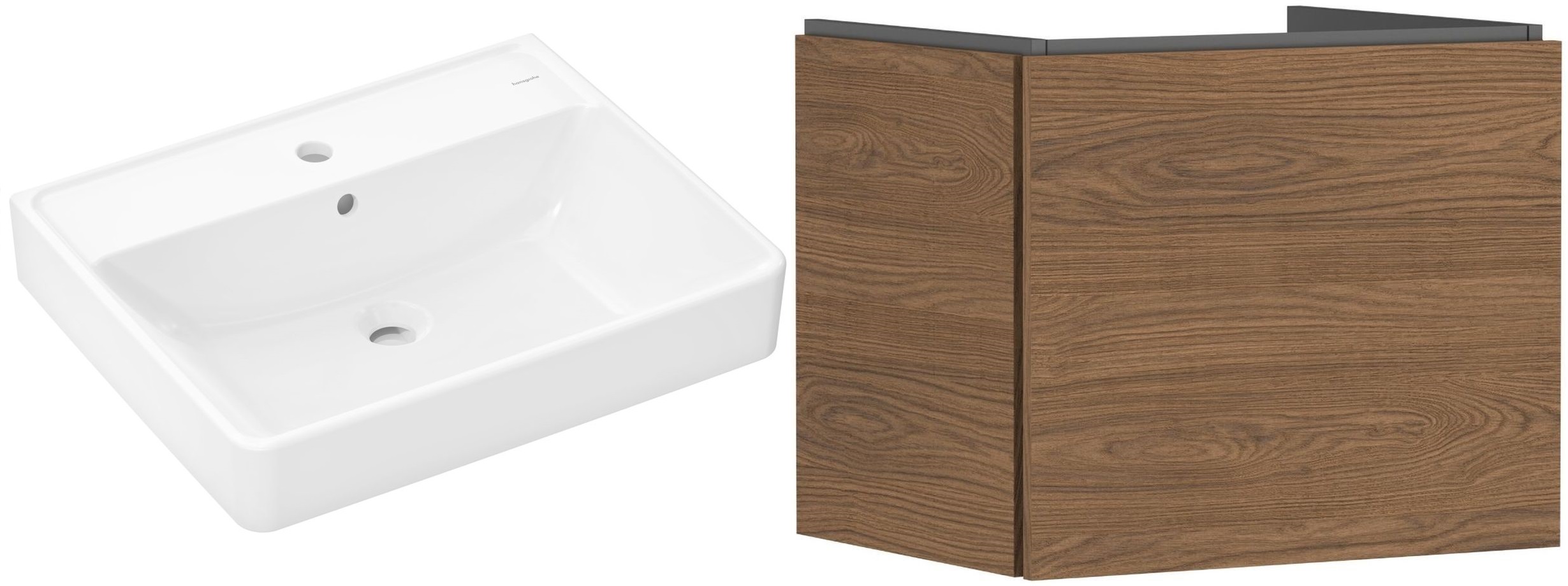 Készlet szekrény Hansgrohe Xilesa E 54253550, mosdótál Hansgrohe Xanuia Q 60133450