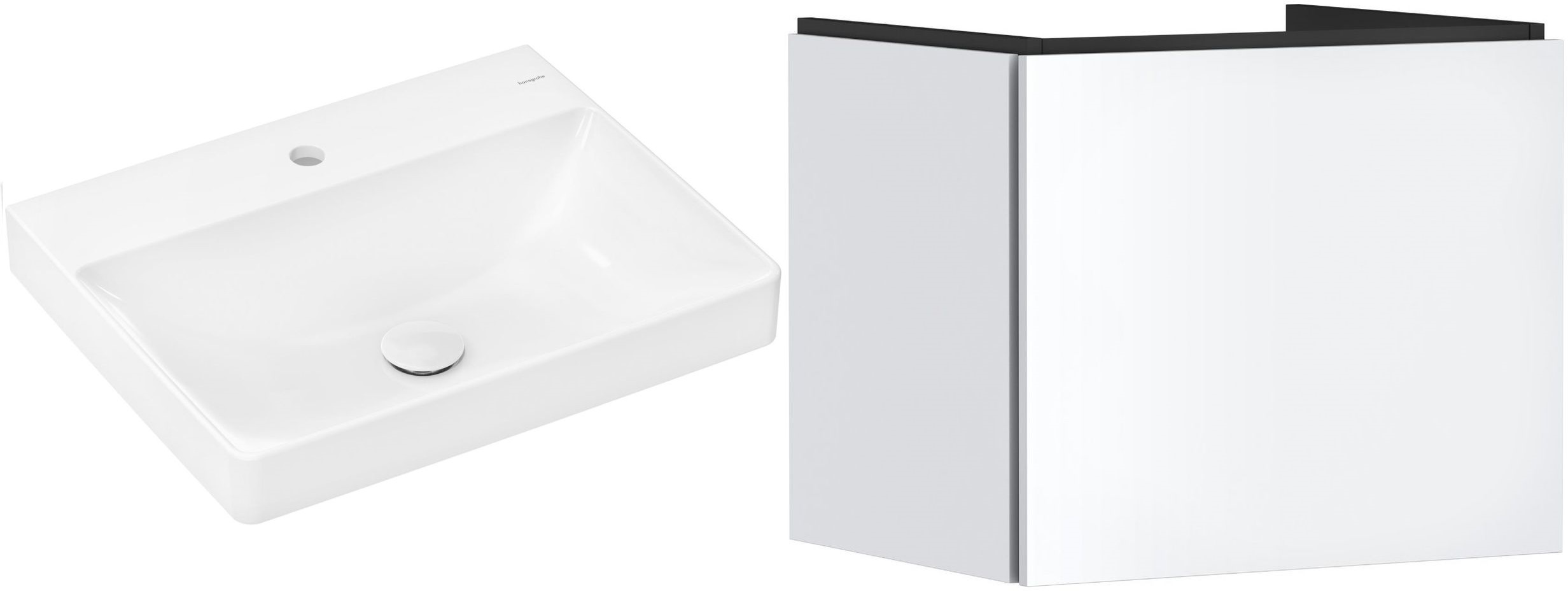 Készlet szekrény Hansgrohe Xilesa E 54253700, mosdótál Hansgrohe Xelu Q 61016450