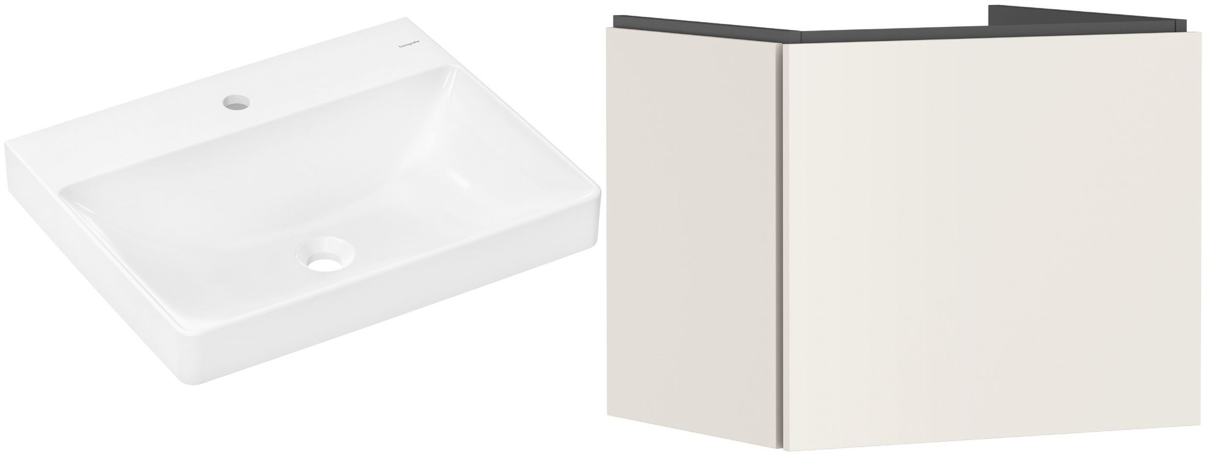 Készlet szekrény Hansgrohe Xilesa E 54253780, mosdótál Hansgrohe Xelu Q 60317450