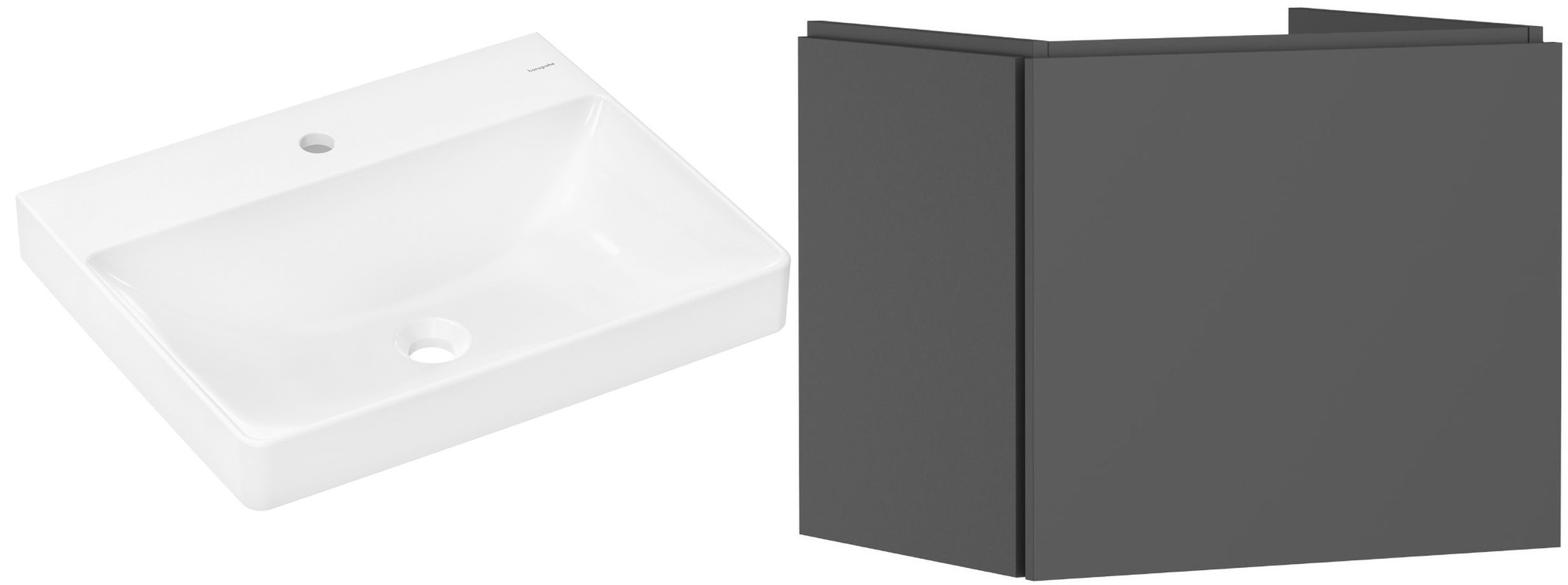 Készlet szekrény Hansgrohe Xilesa E 54253760, mosdótál Hansgrohe Xelu Q 60317450