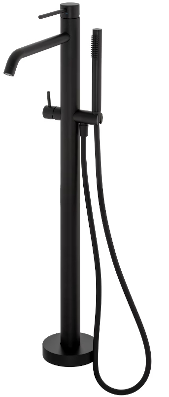 Készlet kád és zuhany csaptelep Kronenbach Lima 2.0 Black 100.1162SMKB, padlóra szerelhető elem Kronenbach Aqa 2.0 23491004KB