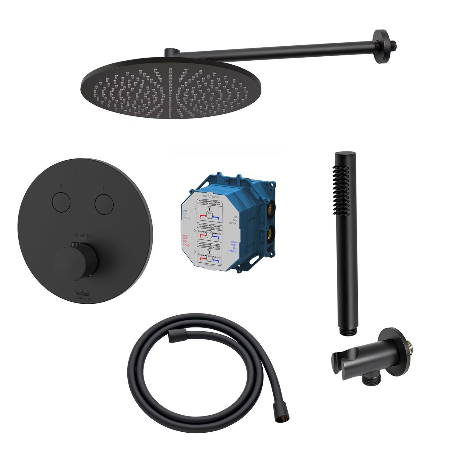 Készlet kád és zuhany csaptelep Kronenbach Smart Push 19044002SM, fejzuhany Kronenbach Supra 2.0 153765001904SMN, 01900190KBN, 27409002SMKB, 28276000KBSM, 28628002SMKB, 27500001 KB