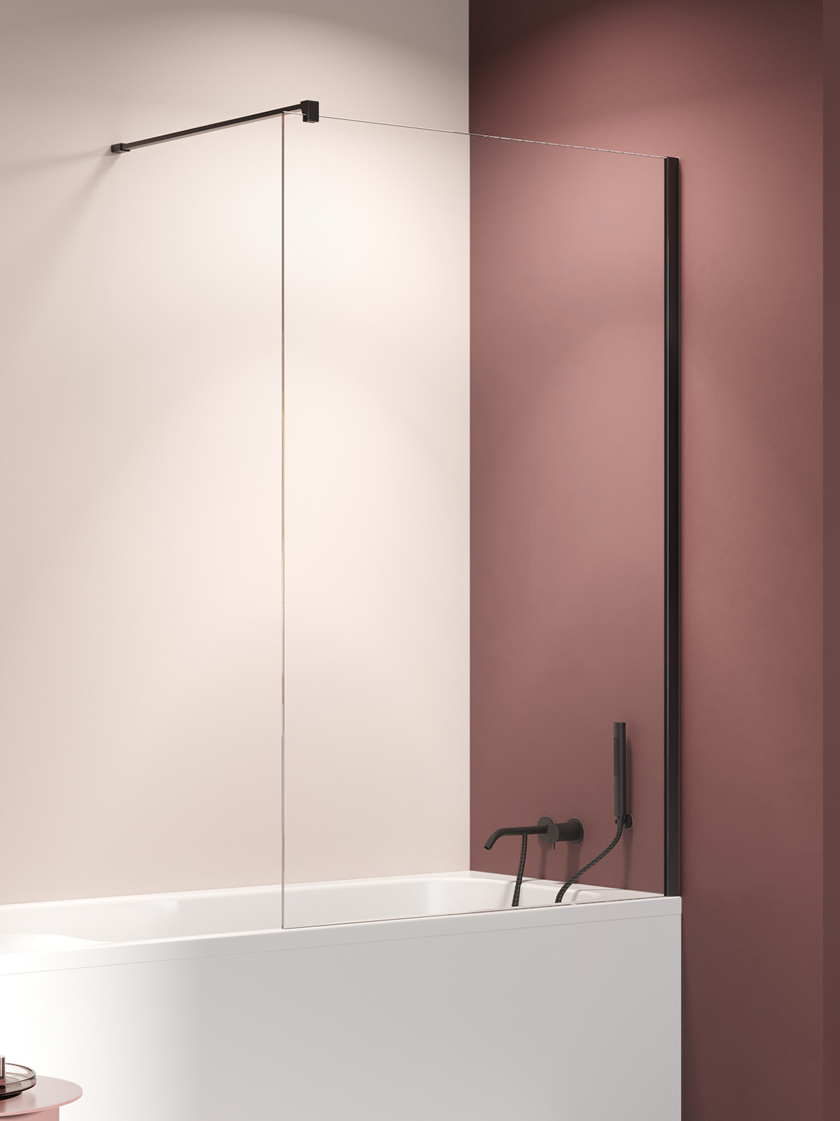 New Trendy Nesta Black zuhanyparaván 80 cm egyrészes fekete matt/átlátszó üveg P-0200-WP