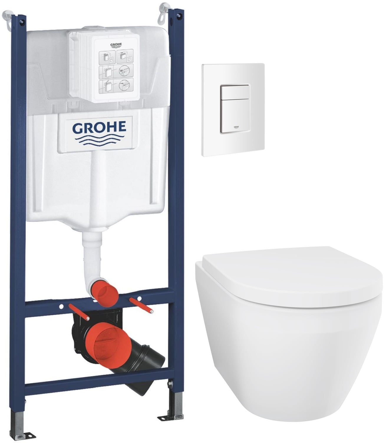 Készlet WC csésze lassú záródású ülőkével Grohe Euro Ceramic 102510SH00, beépíthető keret Grohe Solido 38971000, 38732SH0