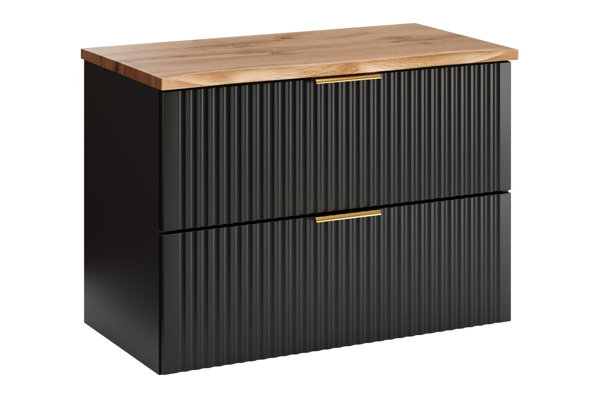 Készlet szekrény Comad Adel Black ADEL BLACK  82-80-B-2S, szekrény feletti pult Comad Nature Wotan NATURE WOTAN 89-80-46 M