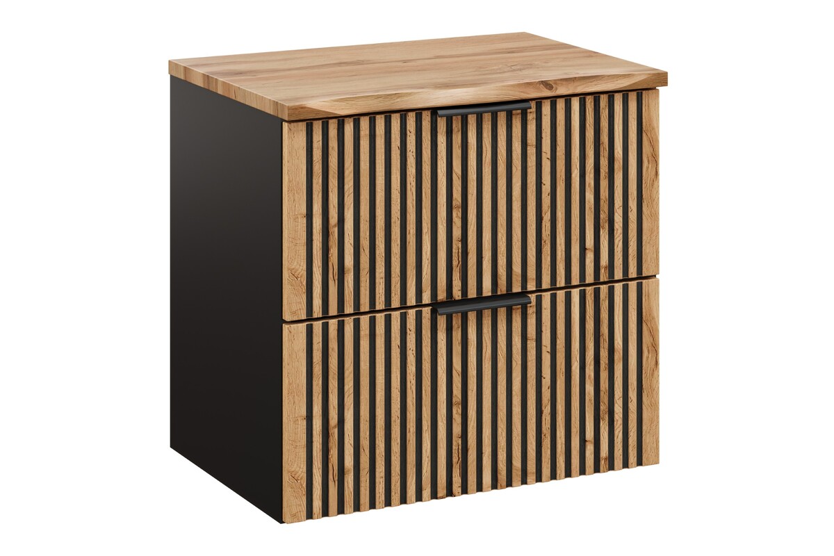 Készlet szekrény Comad Xilo XILO BLACK WOTAN 82-60-D-2S, szekrény feletti pult Comad Nature Wotan NATURE WOTAN 89-60-46 M