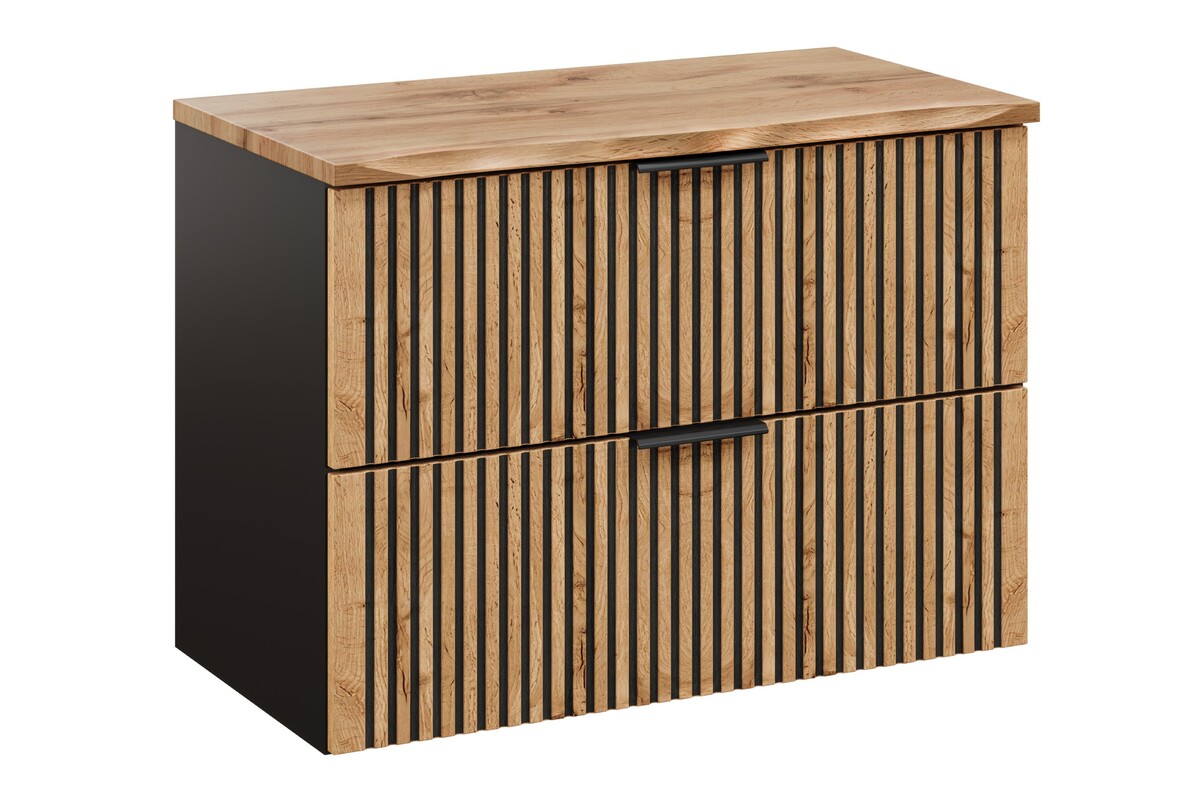 Készlet szekrény Comad Xilo XILO BLACK WOTAN 82-80-D-2S, szekrény feletti pult Comad Nature Wotan NATURE WOTAN 89-80-46 M