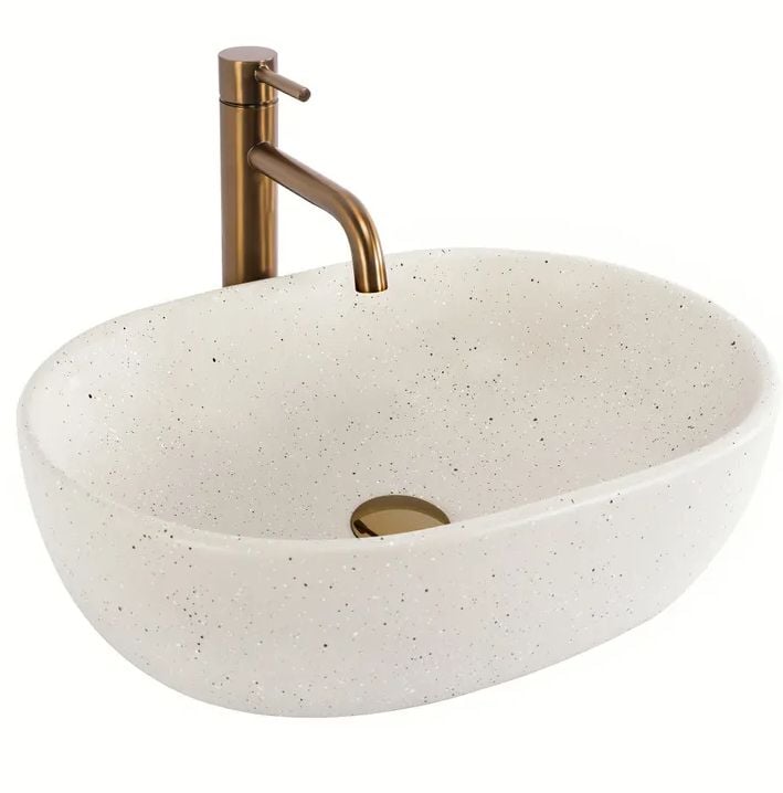 Rea Amelia mosdótál 48x34.5 cm ovális mosdótálak barna/bézs REA-U8480