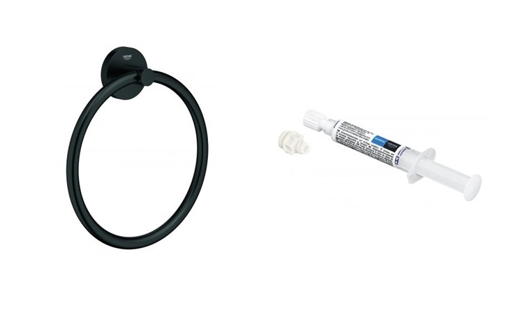 Készlet törölközőtartó Grohe Start 411742430, ragasztó Grohe QuickGlue 41127000
