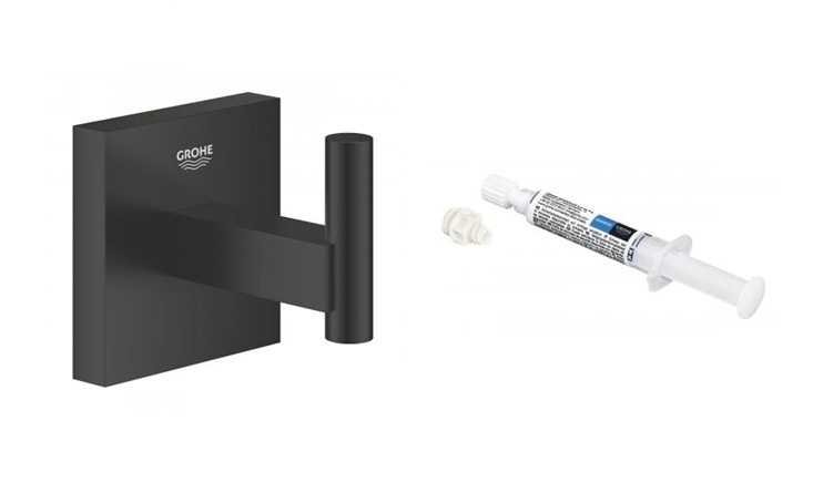 Készlet törölközőtartó Grohe Start Cube 409612430, ragasztó Grohe QuickGlue 41127000