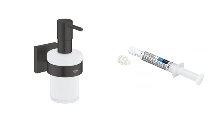 Készlet szappanadagoló Grohe Start Cube 410982430, ragasztó Grohe QuickGlue 41127000