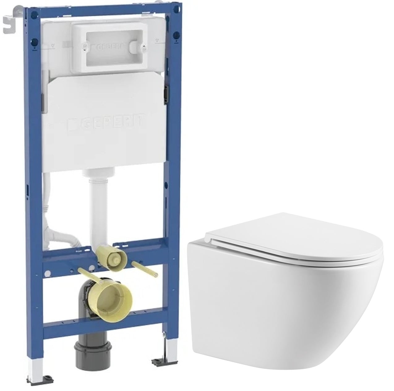 Készlet beépíthető keret Geberit Duofix 111.170.00.2, WC csésze lassú záródású ülőkével Omnires Ottawa OTTAWAMWBP