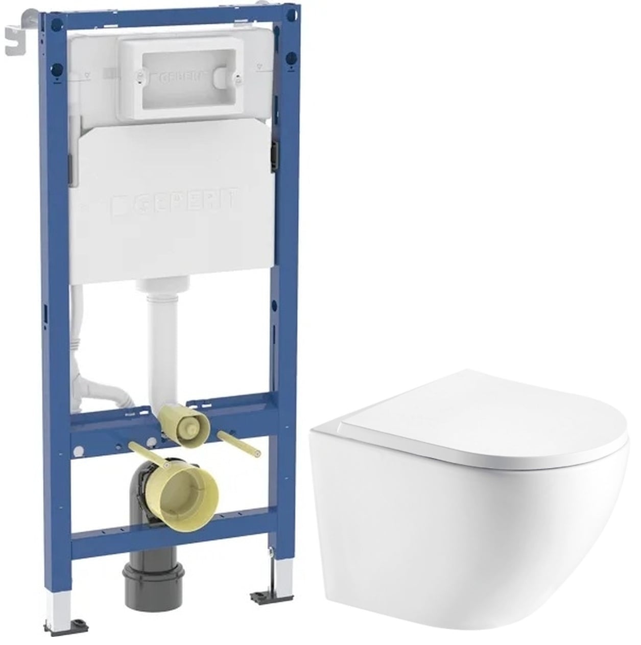 Készlet beépíthető keret Geberit Duofix 111.170.00.2, WC csésze lassú záródású ülőkével Hagser Beno HGR20000042