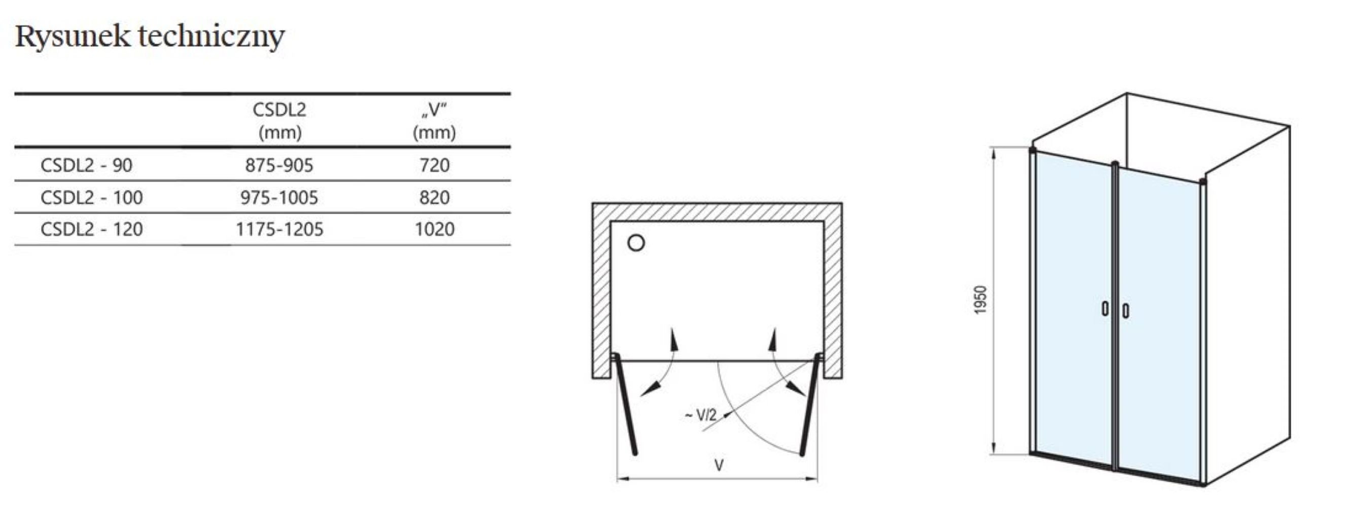 Ravak Chrome zuhanyajtók 120 cm dönthető fekete matt/átlátszó üveg 0QVGC30LZ1