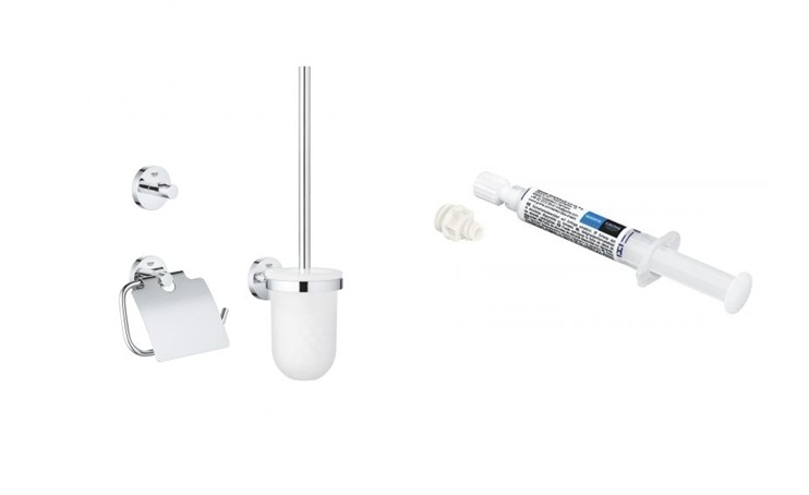 Készlet 3 az 1-ben tartozékkészlet Grohe Start 41204000, ragasztó Grohe QuickGlue 41127000