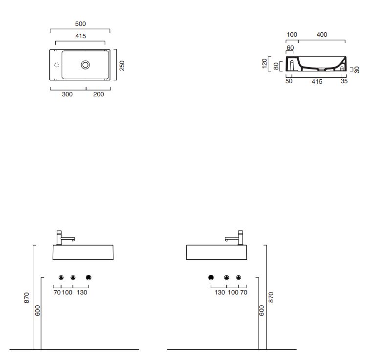 Catalano Premium mosdótál 50x25 cm négyszögletes klasszikus fehér 0220521001