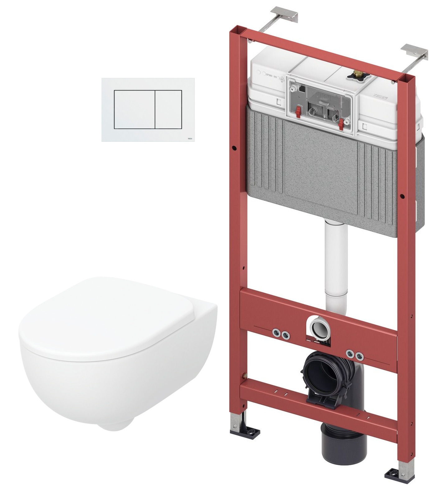 Készlet WC csésze lassú záródású ülőkével Geberit Selnova Premium 502.793.00.1, beépíthető keret Tece Base 9400407, 9.240.400