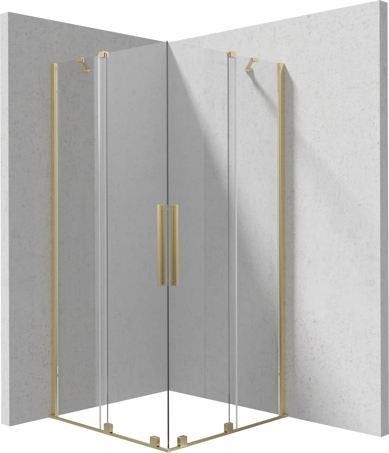 Deante Prizma zuhanykabin 80x80 cm négyzet arany csiszolt/átlátszó üveg KPNRP08P08