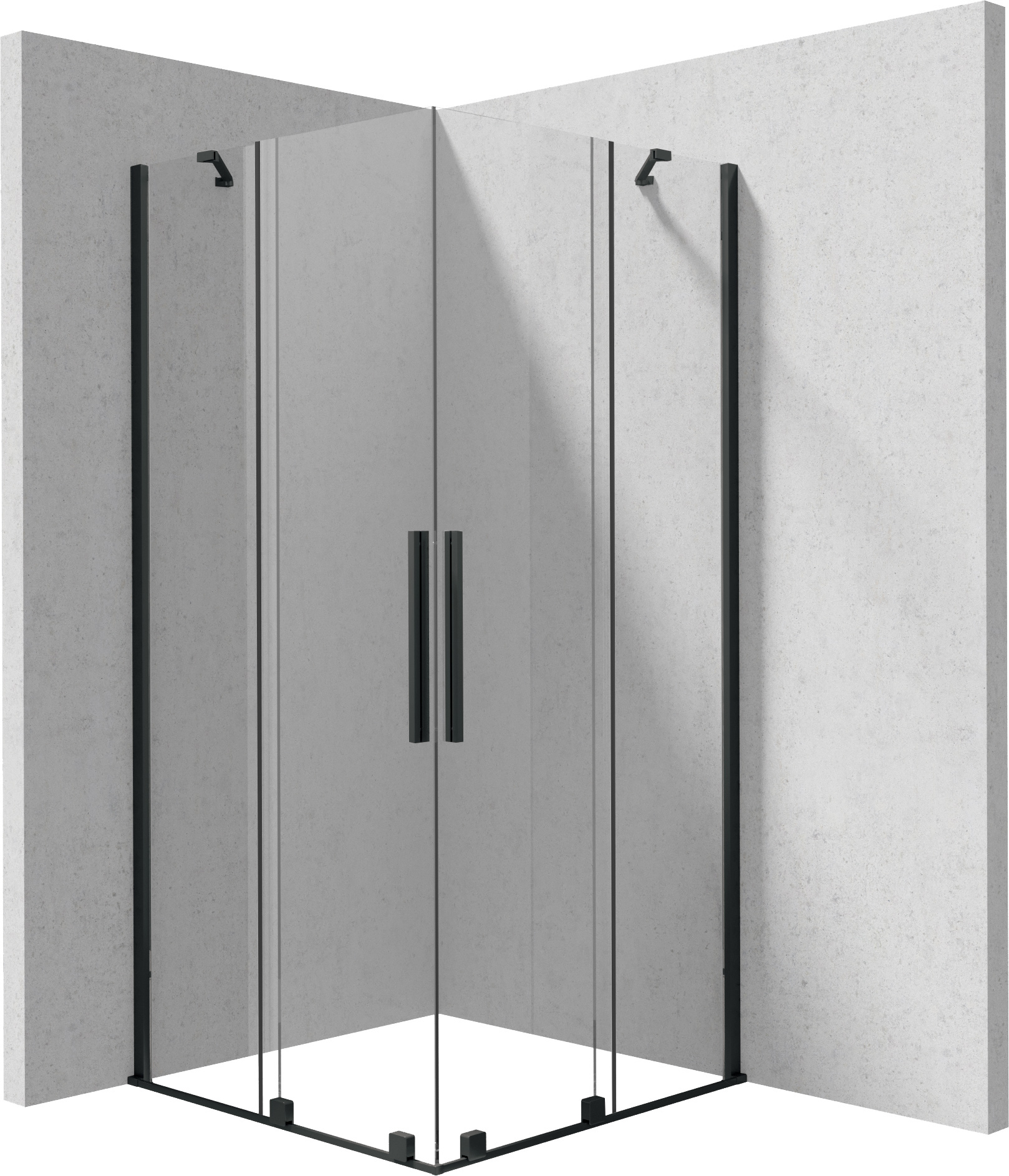 Deante Prizma zuhanykabin 80x80 cm négyzet fekete matt/átlátszó üveg KPNNP08P08