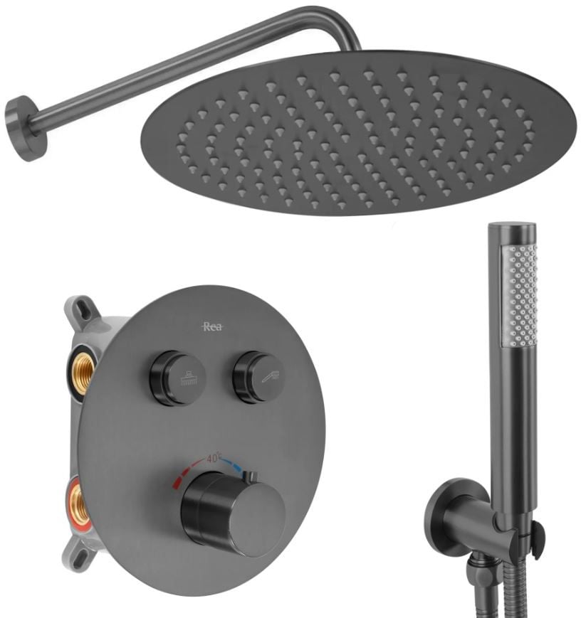 Rea Lungo zuhany készlet beépített termosztáttal trópusi zuhany opcióval || REA-P6385