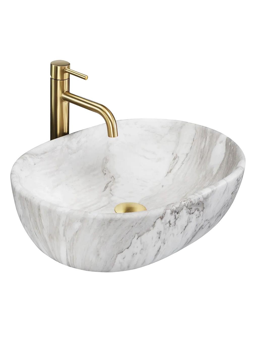 Rea Amelia mosdótál 48x34.5 cm négyszögletes mosdótálak szürke/kő REA-U8489