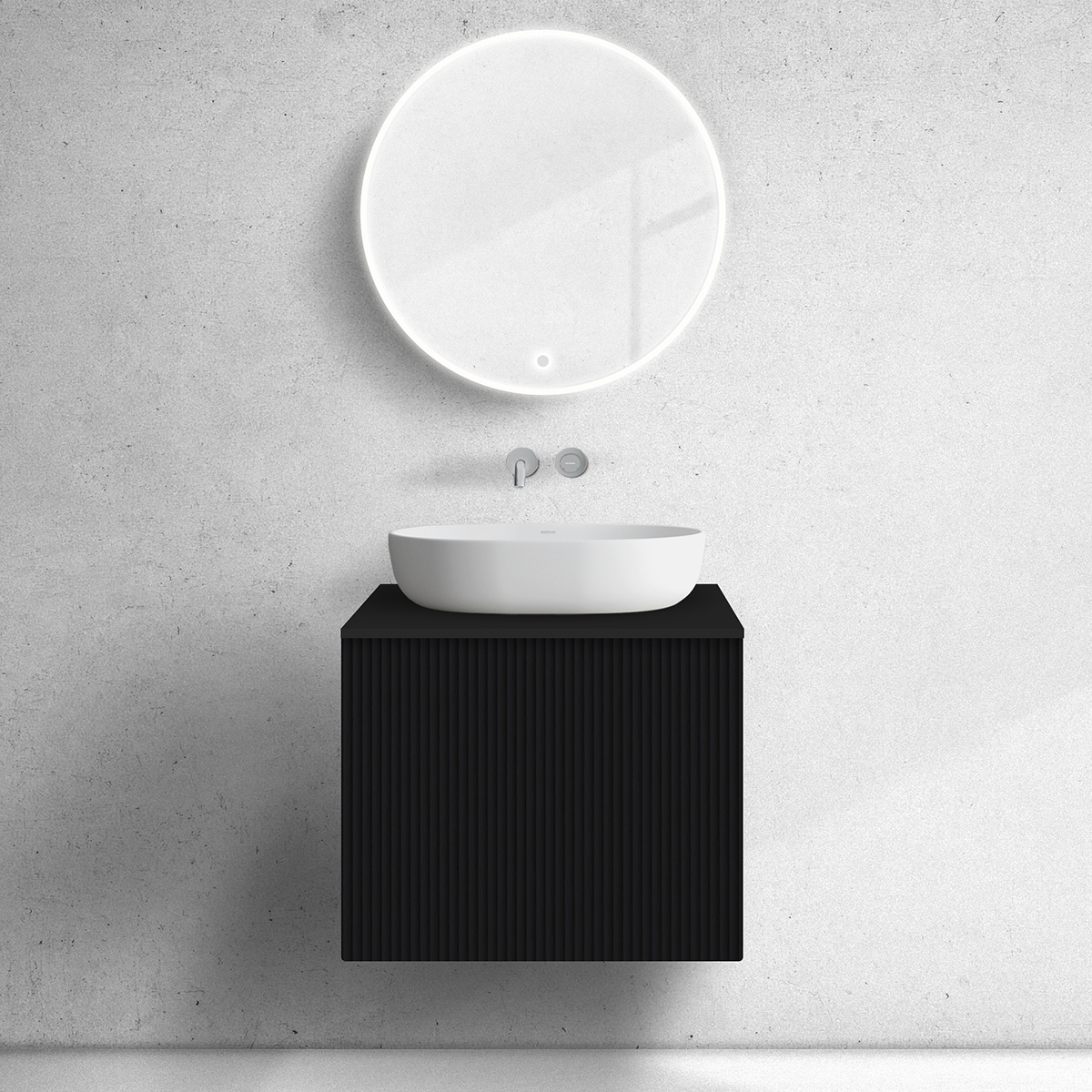 Oltens Lun szekrény 60x44.7x52 cm mosdókagyló alá akasztható fekete 60027300