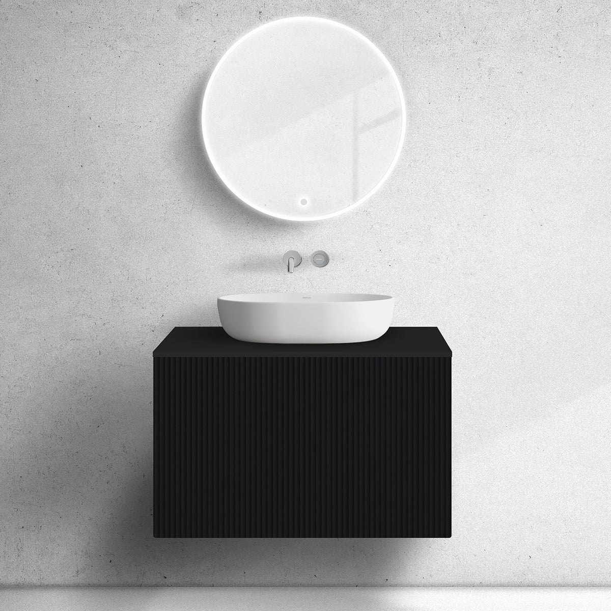 Oltens Lun szekrény 80x44.7x52 cm mosdókagyló alá akasztható fekete 60028300