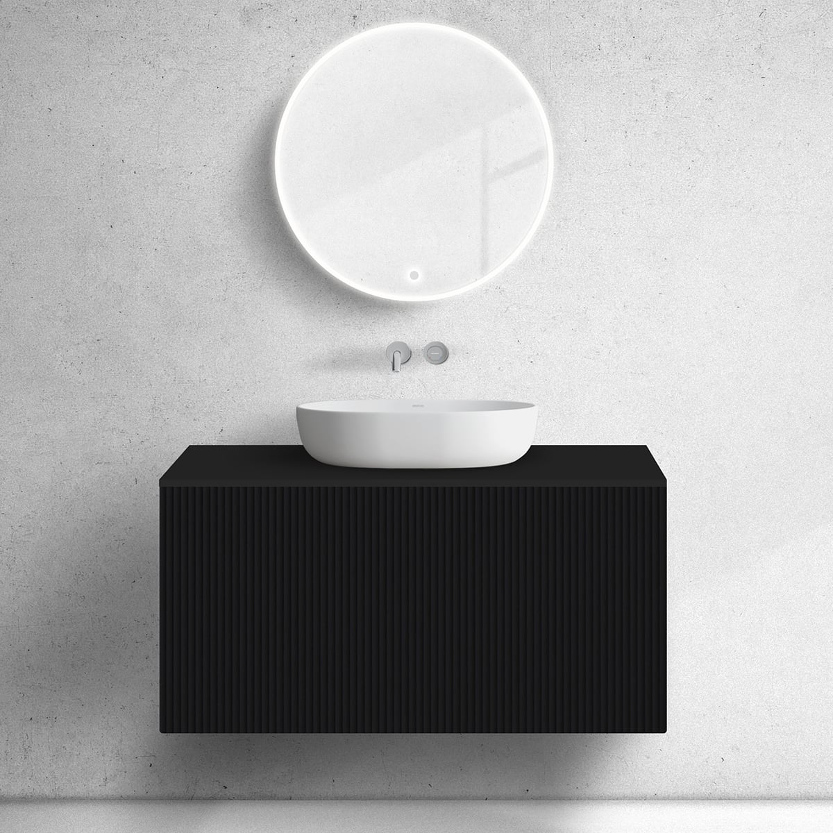 Oltens Lun szekrény 100x44.7x52 cm mosdókagyló alá akasztható fekete 60029300