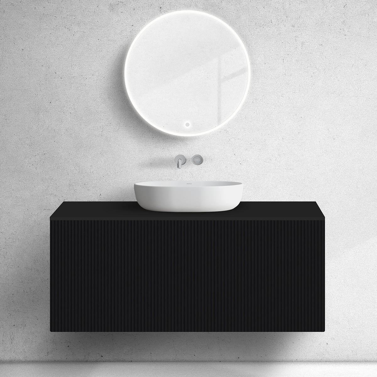 Oltens Lun szekrény 120x44.7x52 cm mosdókagyló alá akasztható fekete 60030300