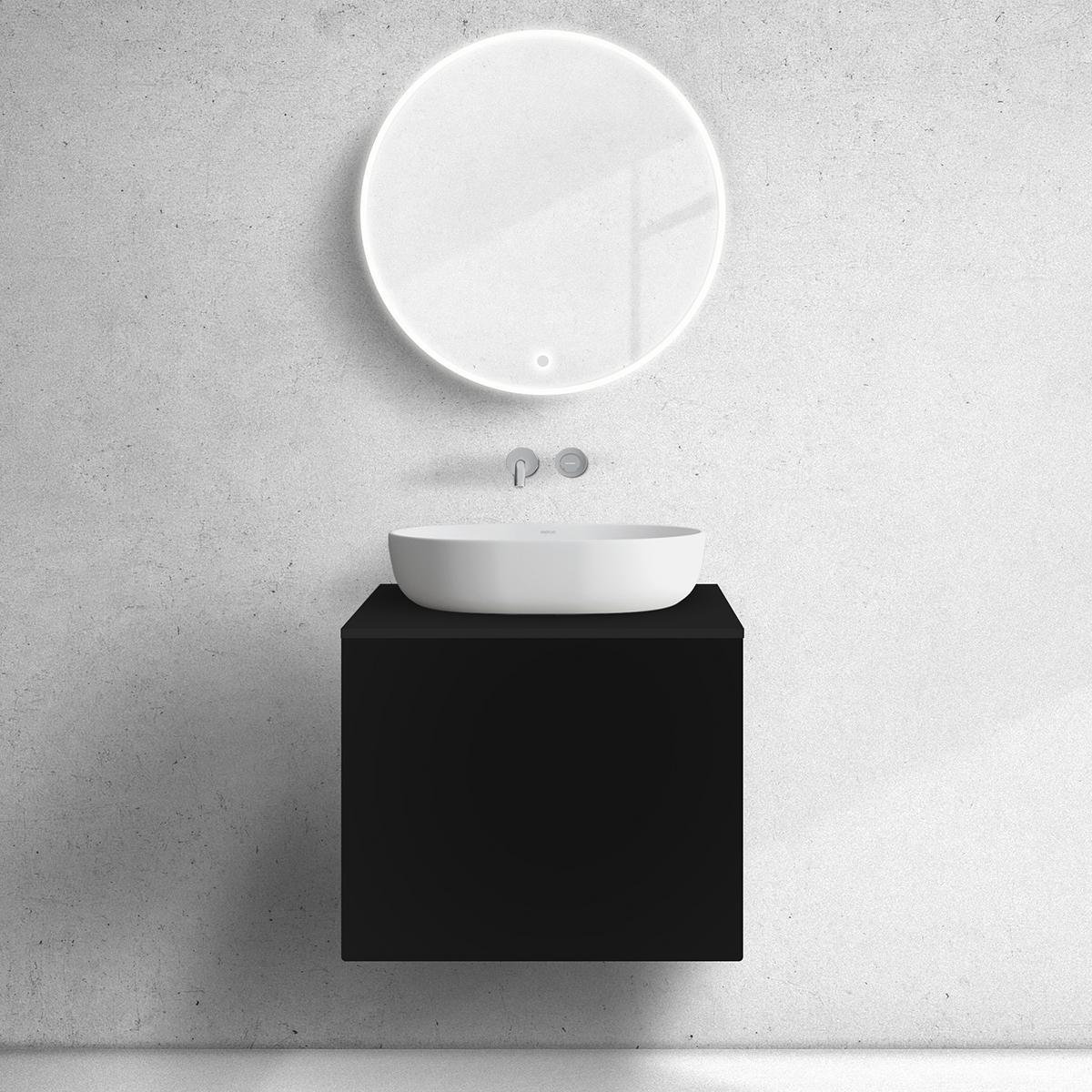 Oltens Lun szekrény 60x44.7x52 cm mosdókagyló alá akasztható fekete 60032300