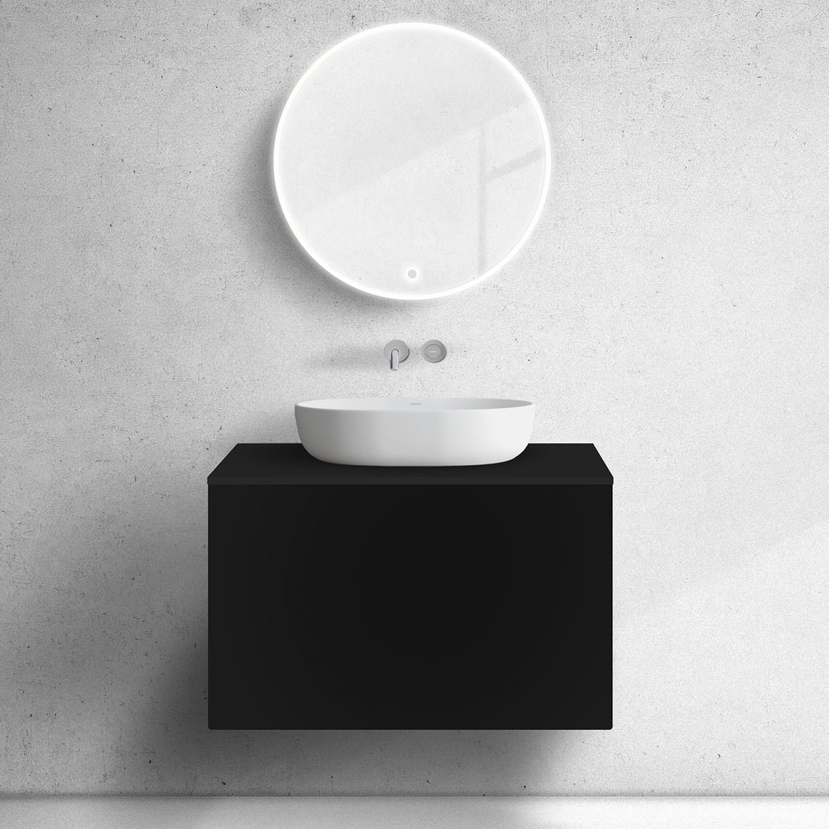 Oltens Lun szekrény 80x44.7x52 cm mosdókagyló alá akasztható fekete 60033300