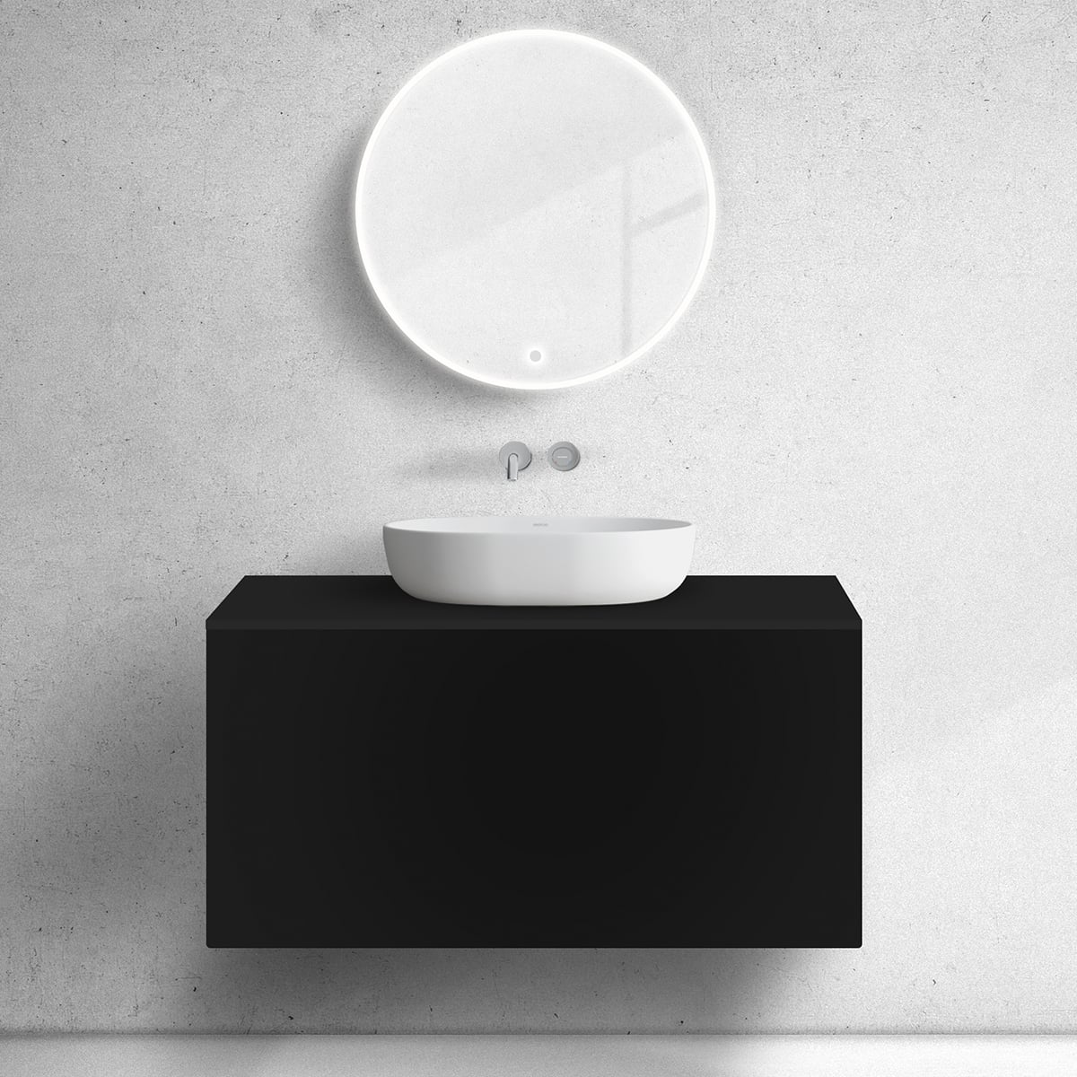 Oltens Lun szekrény 100x44.7x52 cm mosdókagyló alá akasztható fekete 60034300