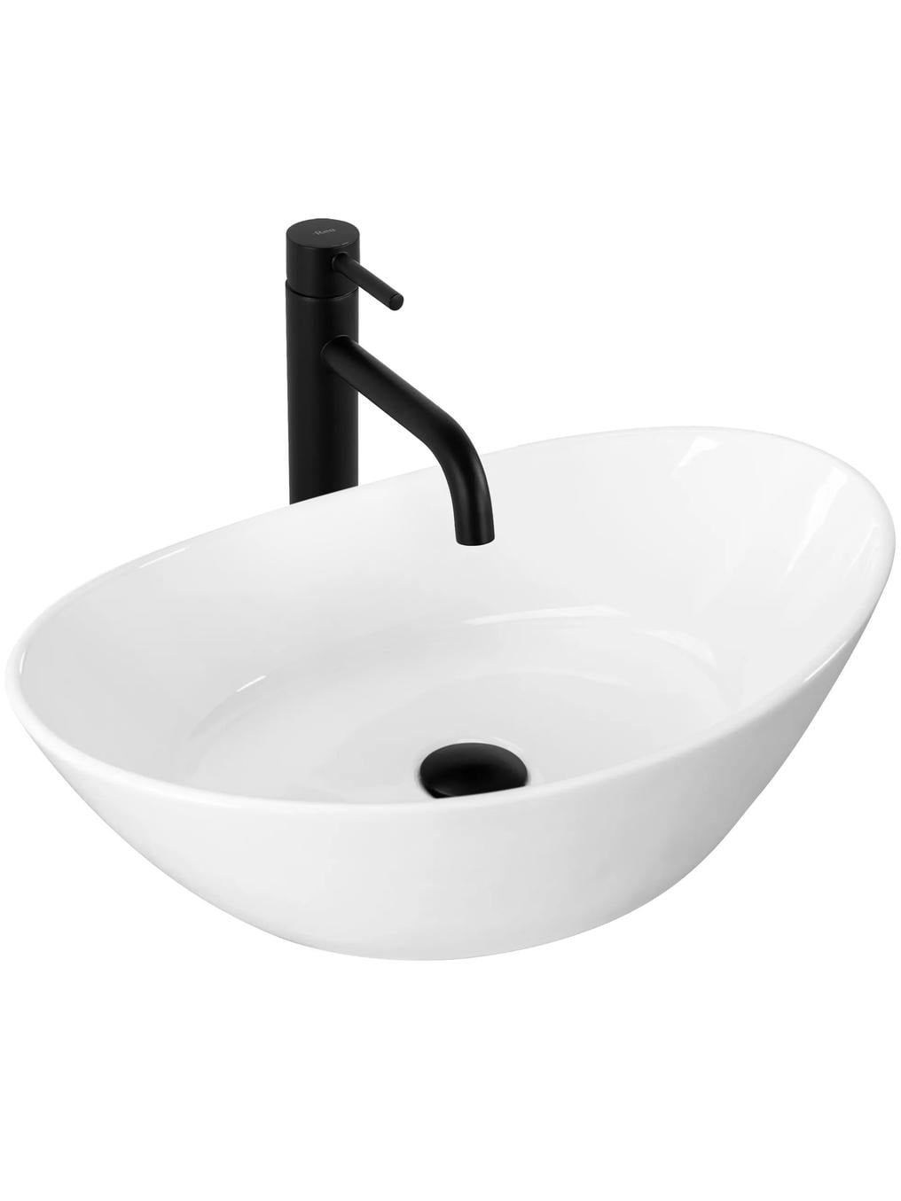 Rea Kate mosdótál 55.5x33.5 cm ovális mosdótálak fehér fényes REA-U6801