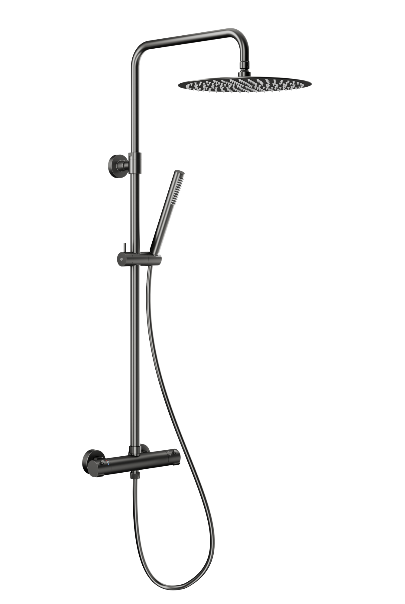 KFA Armatura Moza Gun Metal Grey zuhany készlet fal termosztáttal trópusi zuhany opcióval grafit 5736-920-61