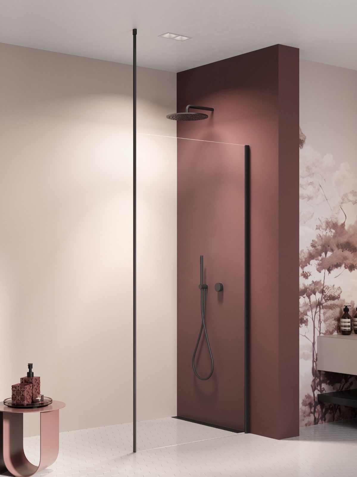 New Trendy Nesta Black zuhanykabin fal walk-in 120 cm fekete matt/átlátszó üveg K-1727-WS