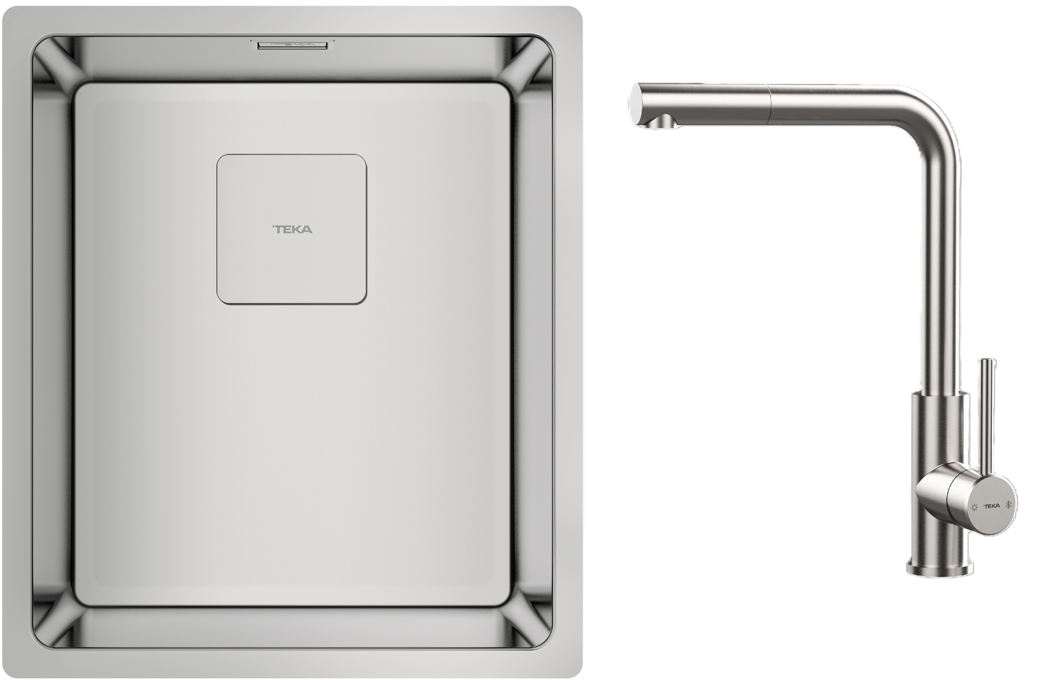 Készlet acél mosogató Teka Flexlinea 115000015, konyhai csaptelep Teka Uni 116020022